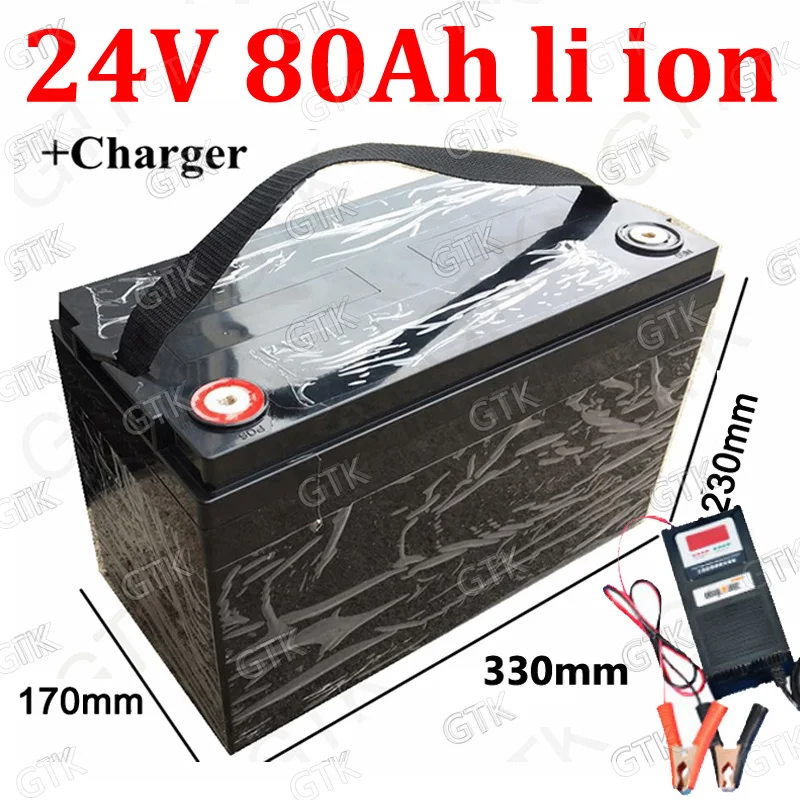 GTK waterproof 24v 80ah lithium ion battery BMS 7S for 1500W motor golf  cart House hold electric supplies + 10A charger| Alibaba.com