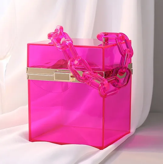 Wholesale Transparent clear acrylic square box clutch purse bag