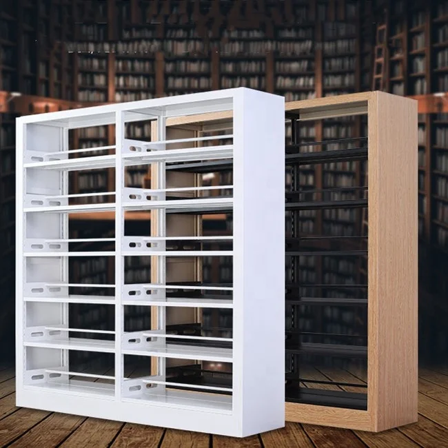 Modern Steel School Library Double Sided Storage Bookshelf Kd Structure