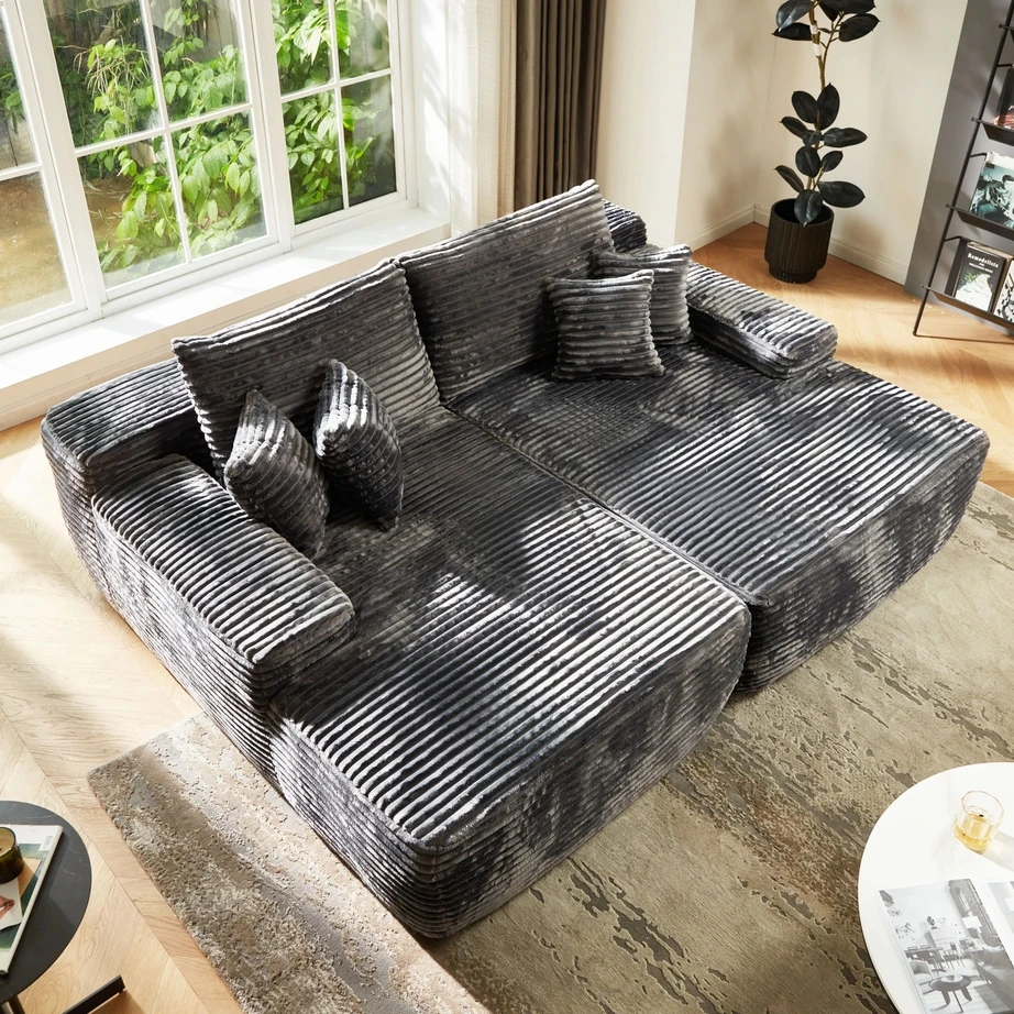 81 Zoll Knochenloses Stoff-schlafsofa,Vollständig Gepolstert,Keine Montage Erforderlich,Verpackt Im Karton Für Das Wohnzimmer