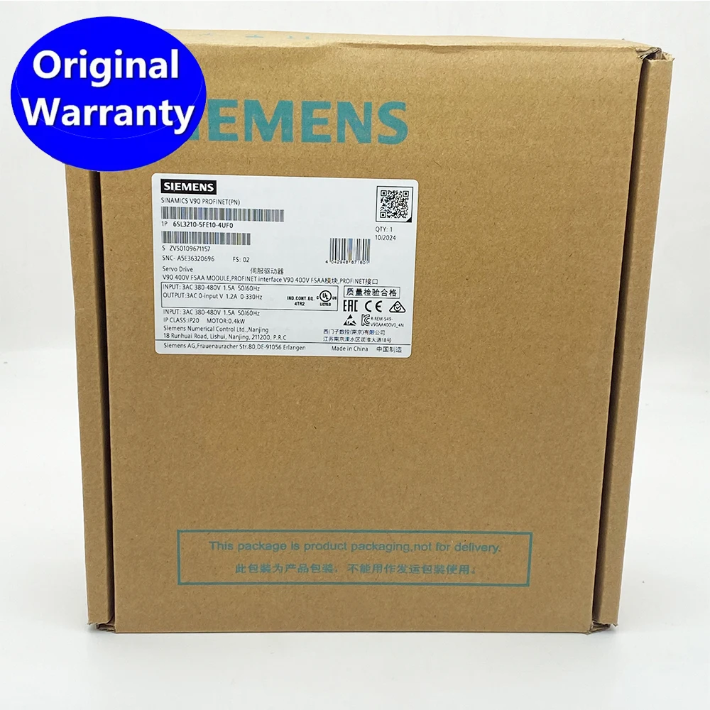 Сервопривід 6SL3210-5FE10-4UF0 SINAMICS V90 Перетворювач 6SL3210-5FE10 6SL3210