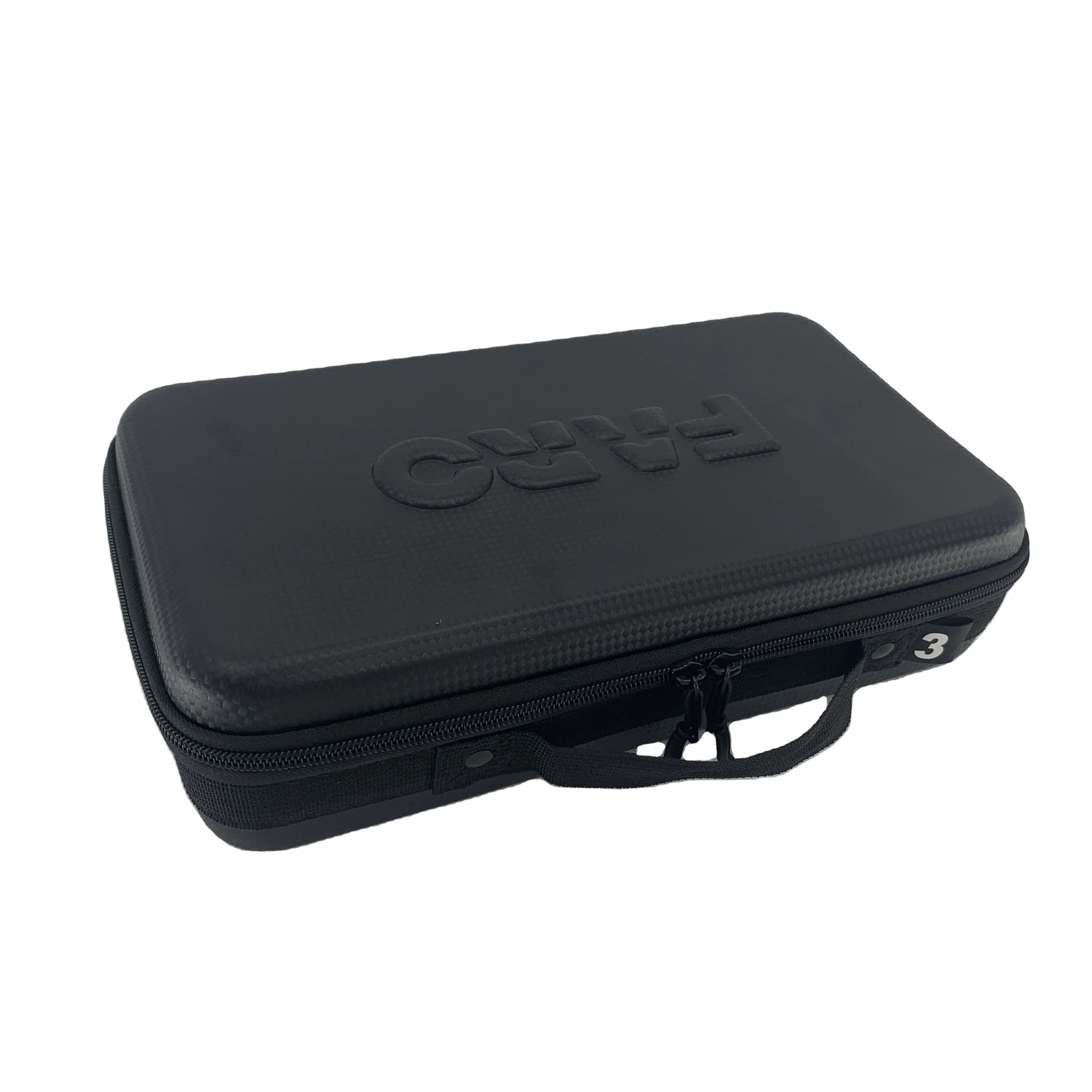 Manufacture Custom EVA Hard Foam Carbon Fiber PU Leather Battery Zipper Carry Case with EVA Cutting Inlay supplier