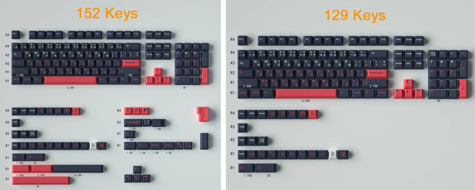 129 Keys DIY PBT Dye Sublimation Mechanical Keyboard Cherry Profile Keycaps