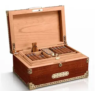 wooden box with hinged lid wooden box Solid Cigar Humidor Box Case Wooden Cigar Humidor