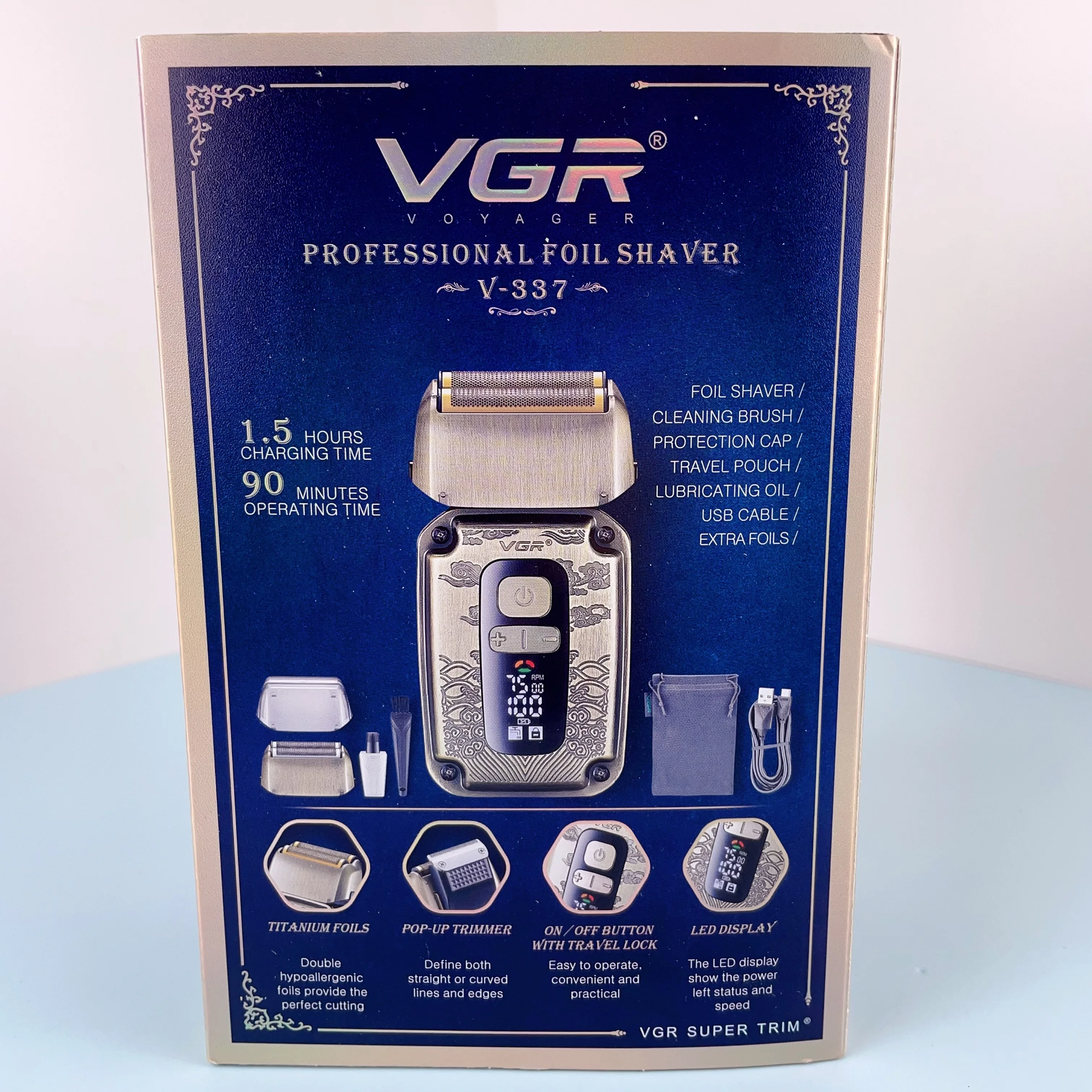 Vgr V337 Professional Metal Electric Beard Razor Trimmer Rechargeable Cordless Metal Twin Blade