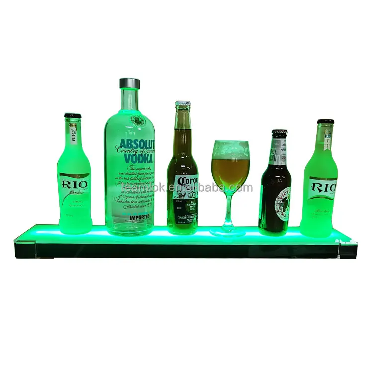 LED bar bottle display shelf 18" 24" 36" 48" wall mounted led acrylic floating wall shelf