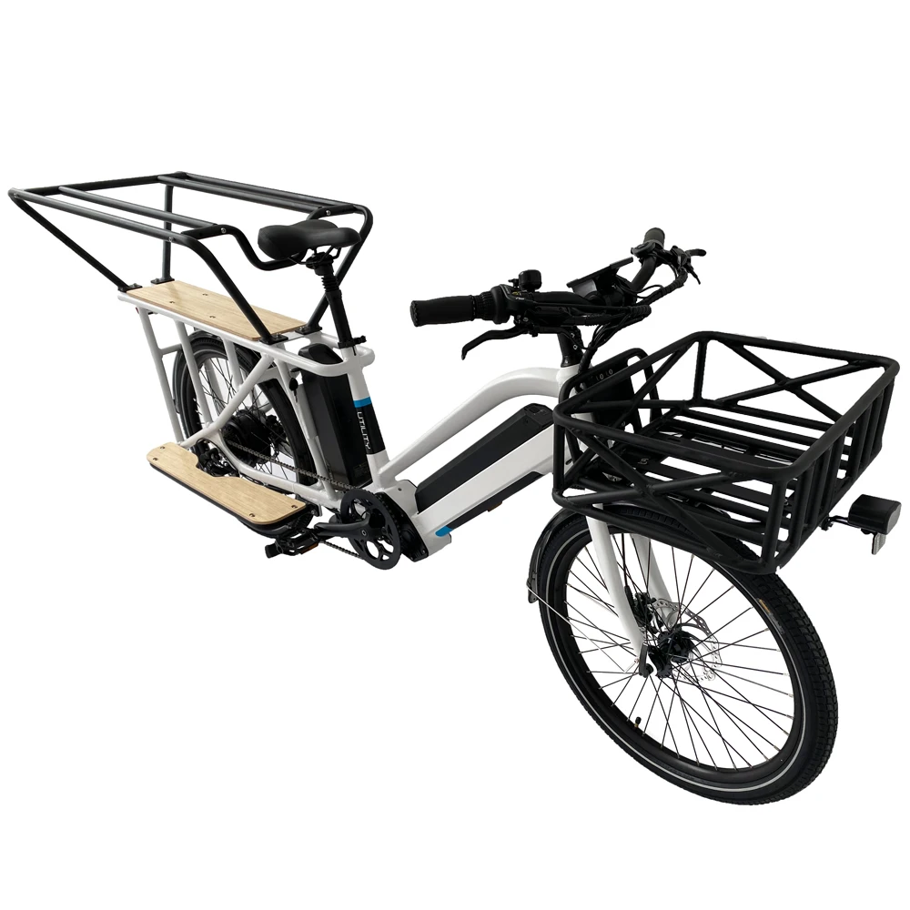 24 Inch Long Tail Ebike Electric Cargo Bike For Delivery 36v 48v 500w