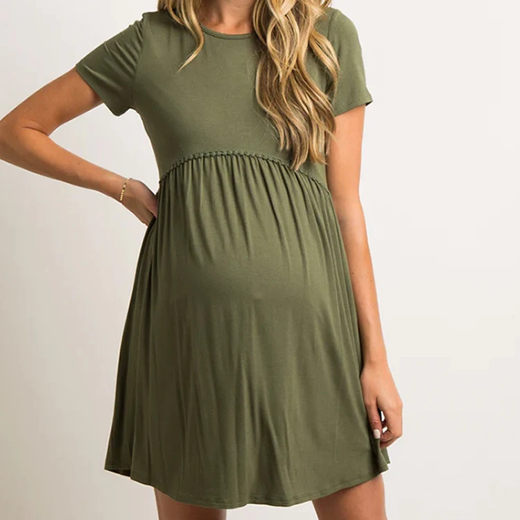Maternity Shift Dress Women Breastfeeding Dresses Short Sleeve Nursing