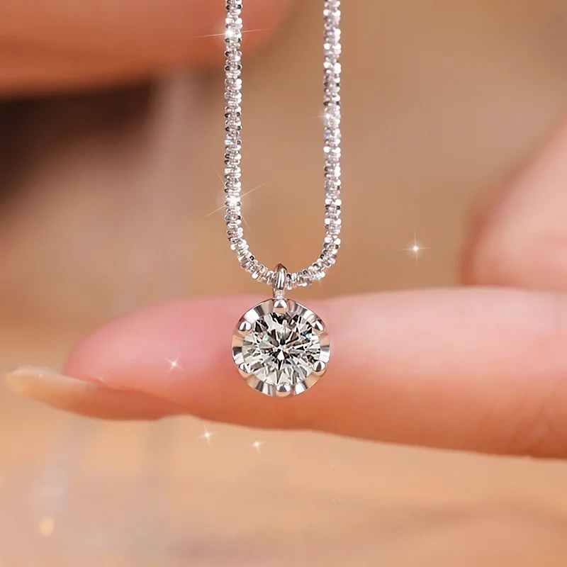 Luxury Silver Rope Chain Necklace with Zircon Pendant