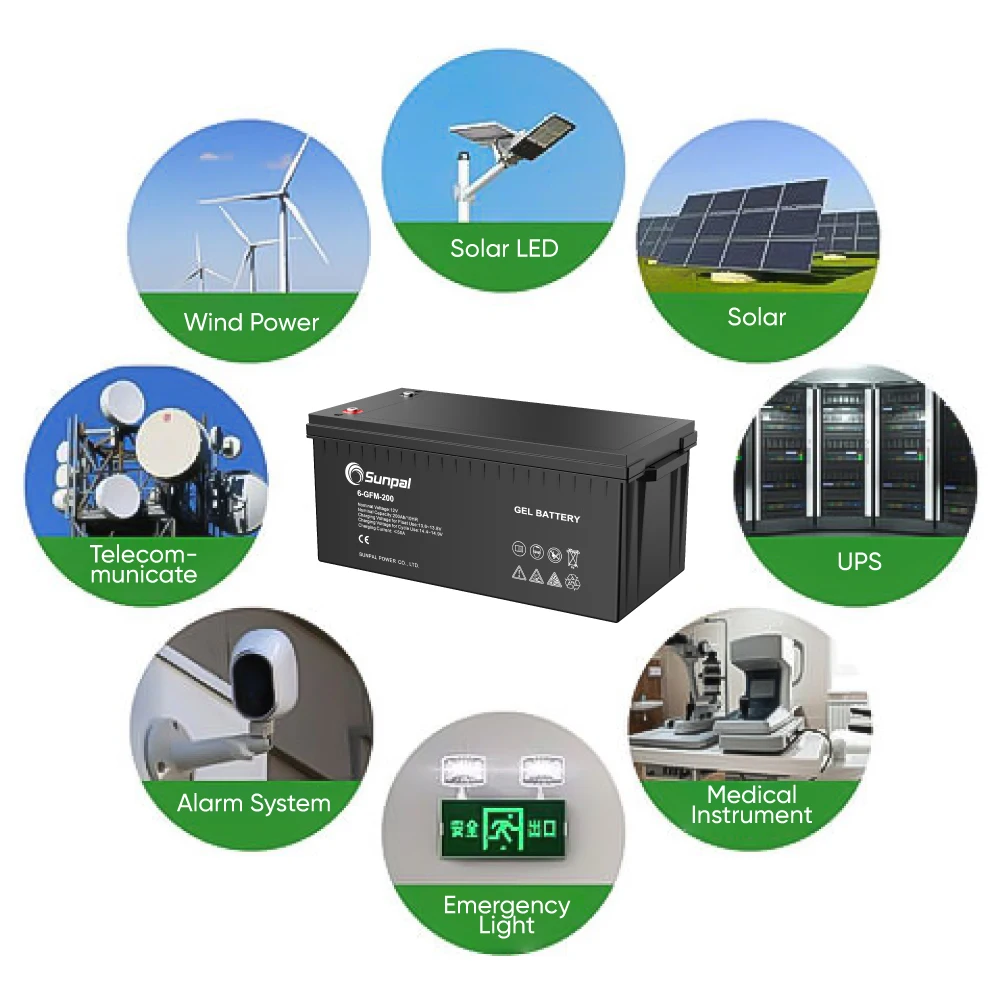 Sunpal Solar Power Safe VRLA Battery Gel 200Ah 250Ah 12V Sealed Lead Acid Rechargeable Battery