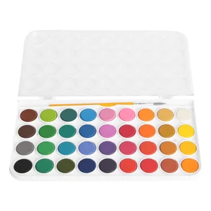 36 Color Watercolor Artist Paint Set with Plastic Palette Lid Case and Paintbrush - Watersoluable Cakes