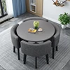 Gray round table + dark gray fabric chairs