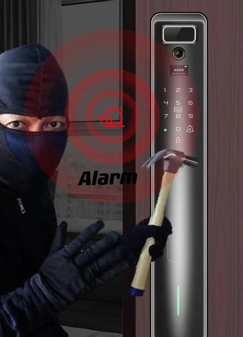 Tuya Smart Door Lock WiFi Finger Recognition Cerradura Inteligente for Home Security Features Integrated Camera Memory Card