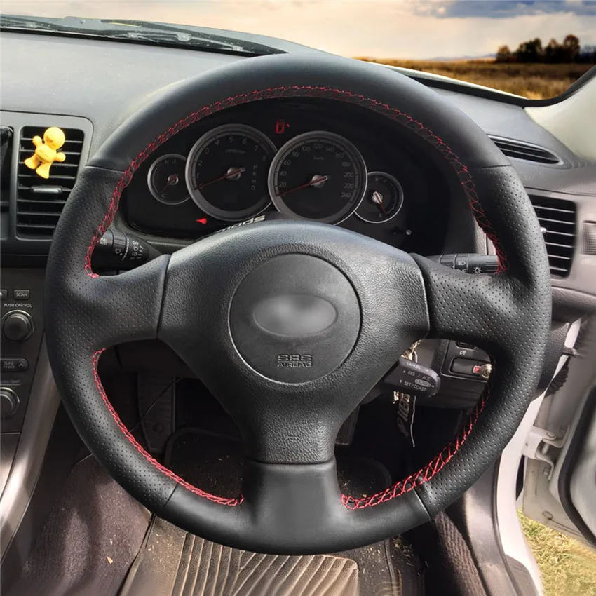 Leather Hand Stitched DIY Steering Wheel Wrap for Subaru