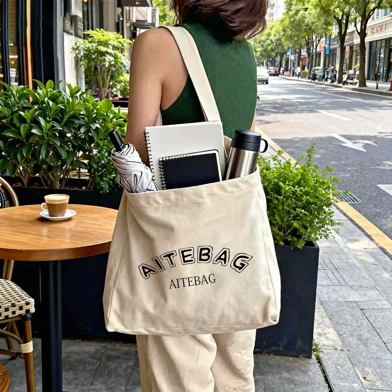 Customized Outdoor Daily Use Natural Recycled Heat Transfer Logo Medium Size Tote Shopping Canvas Bag Reusable