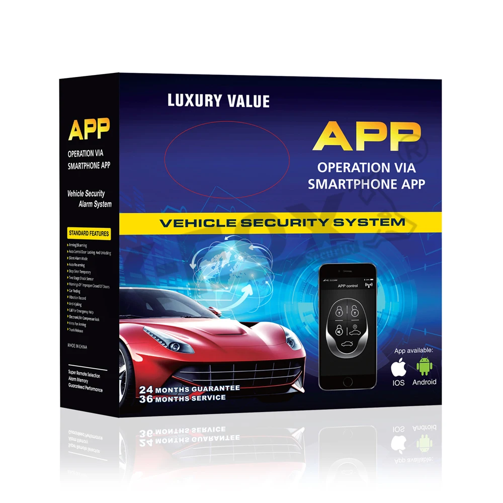 DC 12V Keyless One Way Mobile APP Remote Smart Car Alarm System