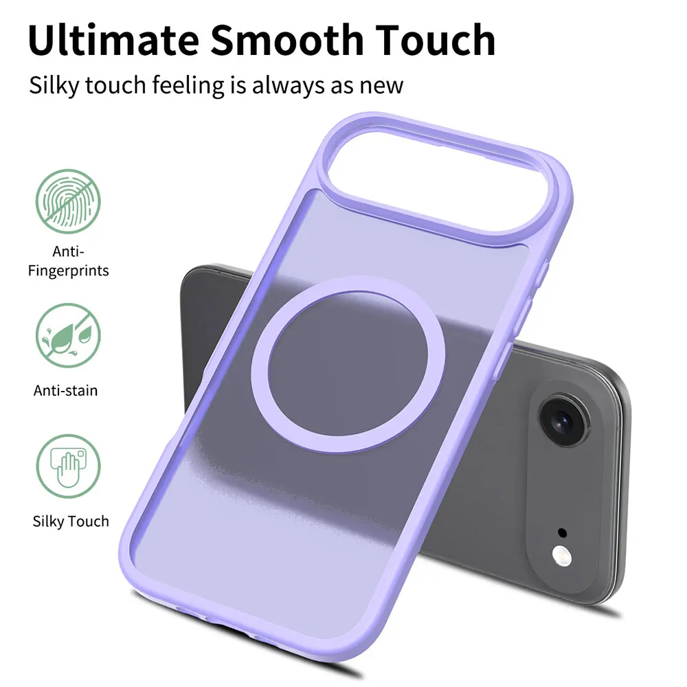 product laudtec customize magnetic anti yellow 2 in 1 protective cover skin friendly texture phone case for iphone 17 air 16 15 pro-5