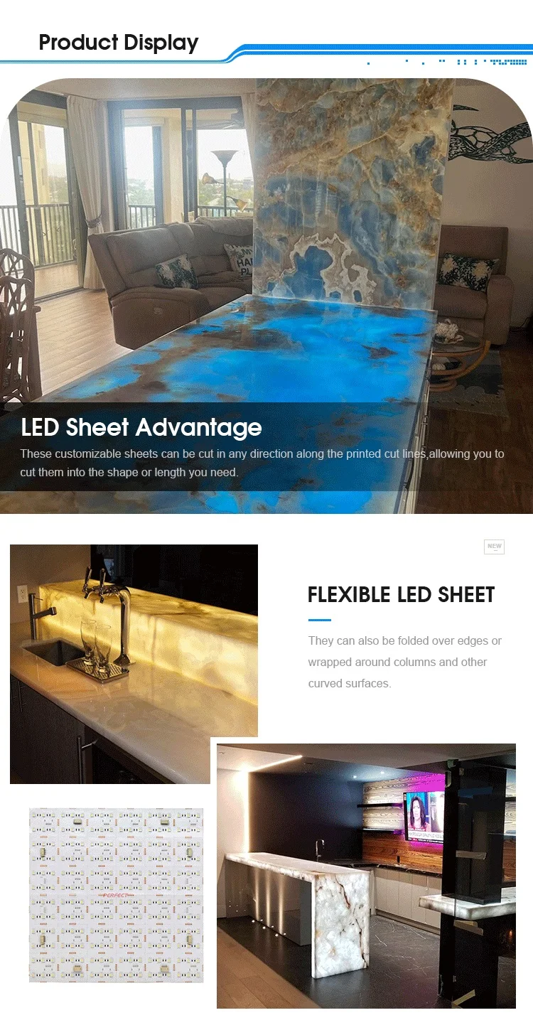 LED Flexible Cuttable Sheets RGBW 2835 for Natural Stones