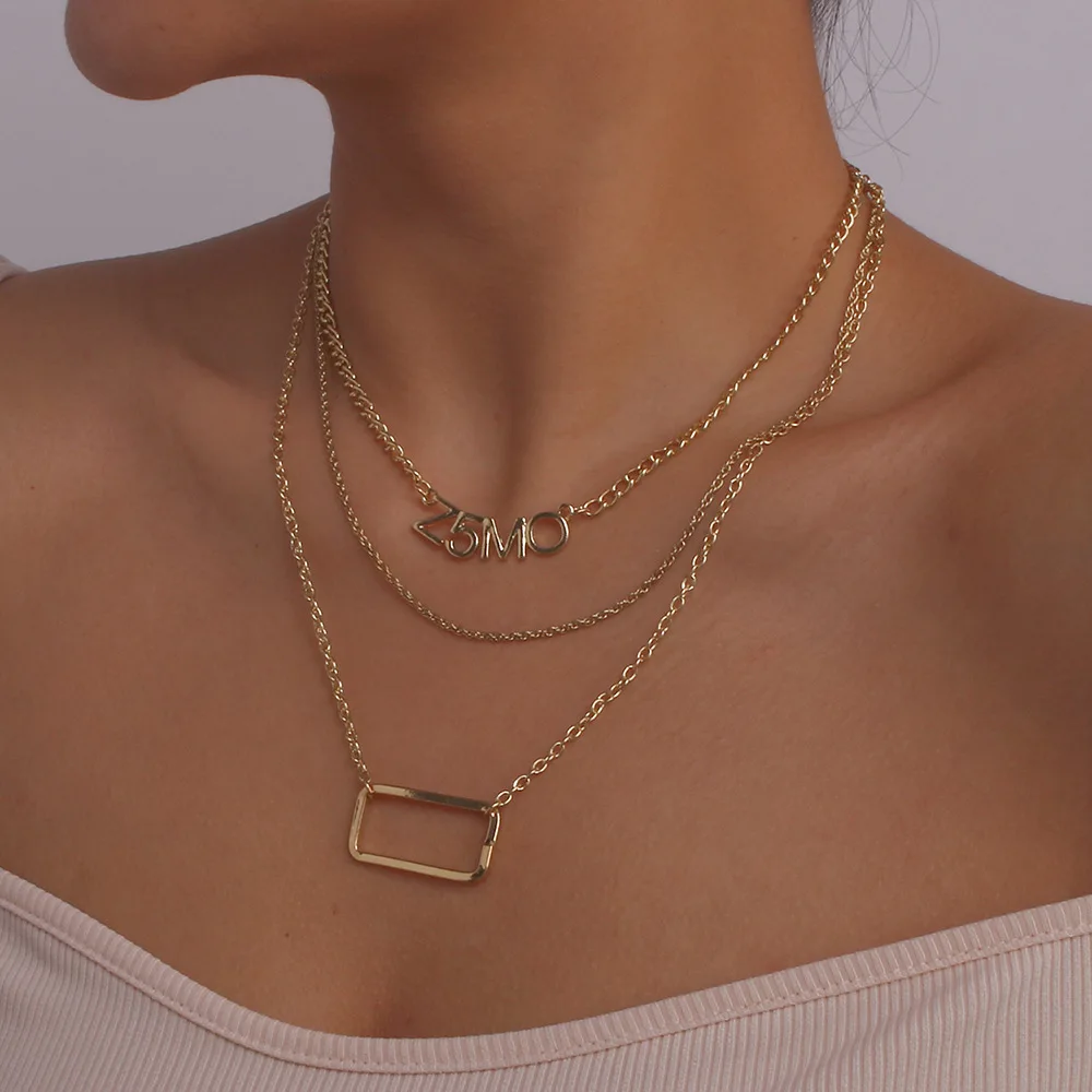 Custom Letter Necklace Layered Chain 