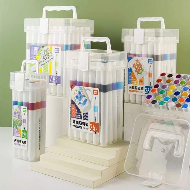 GF Factory Wholesale Multiple 12/24/36/48 Colors Acrylic Paint Pen Kids and Adults Drawing  Permanent Coloring Art Markers
