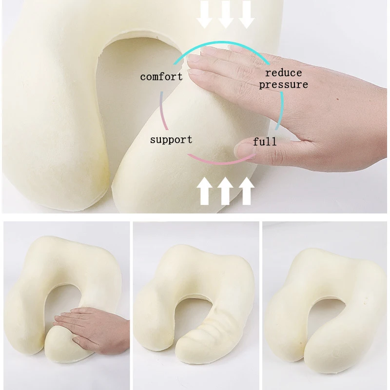 Cooling Set Eye Mask Neck Rest Cushion 3 In1 U Shape Memory Foam Travel Neck Pillow