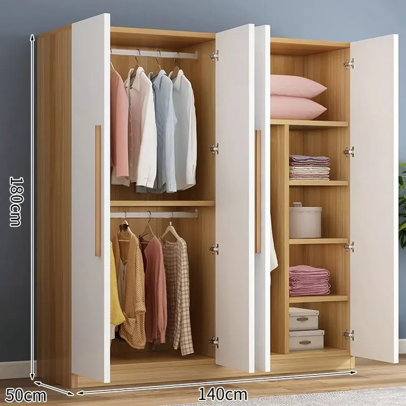 Modern Wooden Wardrobe Clothing Storage Cabinet with Hinged Doors