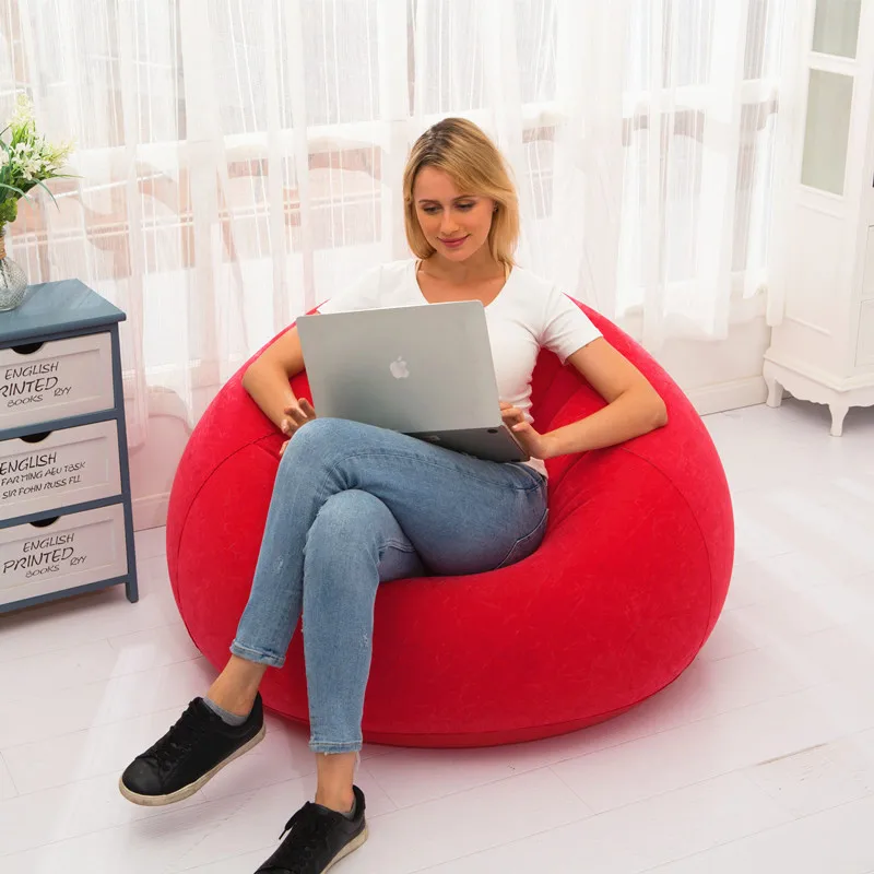 Reclinable Relax PVC Inflatable Waterproof Foldable Flocking Inflatable Sofa air Sofa Chair