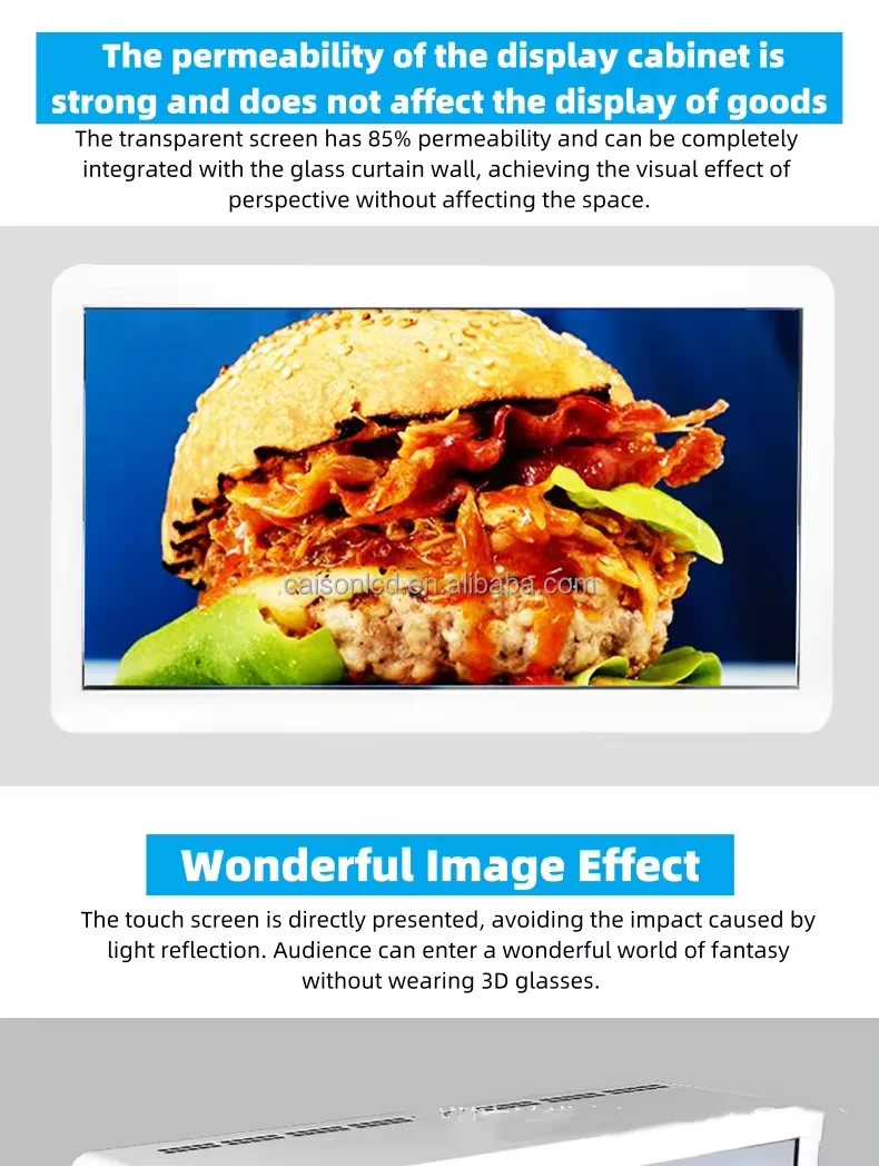 product 215 inch transparent lcd display cabinet 3d showcase advertising crystal display box monitor showcase-3
