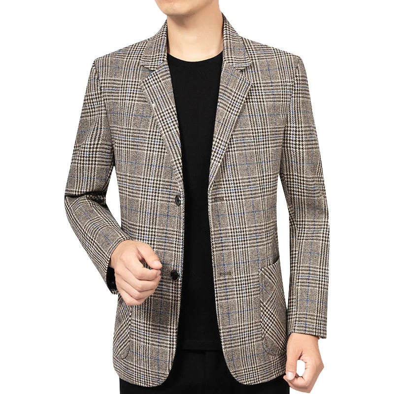 Autumn New Wholesale Casual Single Breasted Shirt Men's Plaid Suit Coat_voghion.com