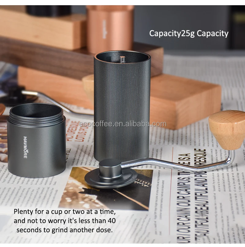 Modern Manual Coffee Grinder Conical Steel Burr With 5 Pins Portable