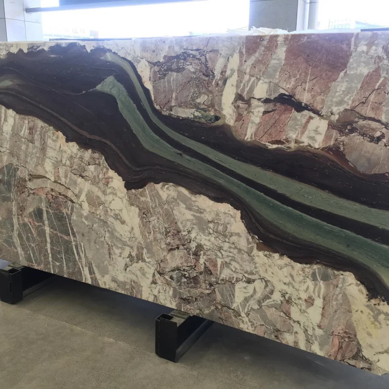 Lembaran Lantai Marmer Perancis Hijau Berwarna-Warni yang Dipoles, Panel Dinding Kamar Mandi, Jenis Baru