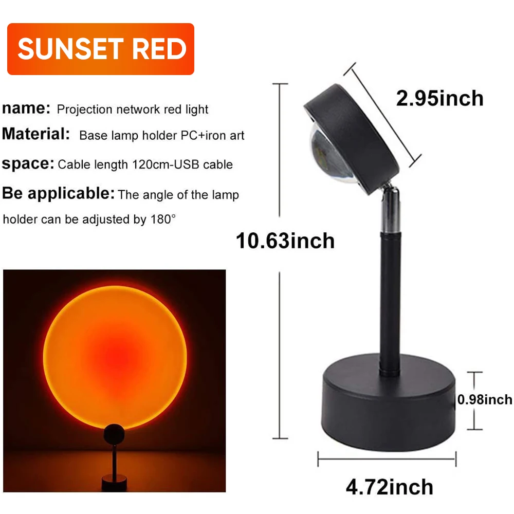 Радужная проекционная лампа С закатом, светодиодные настенные лампы, ночник, проектор с USB, современная напольная стойка, лампа С закатом