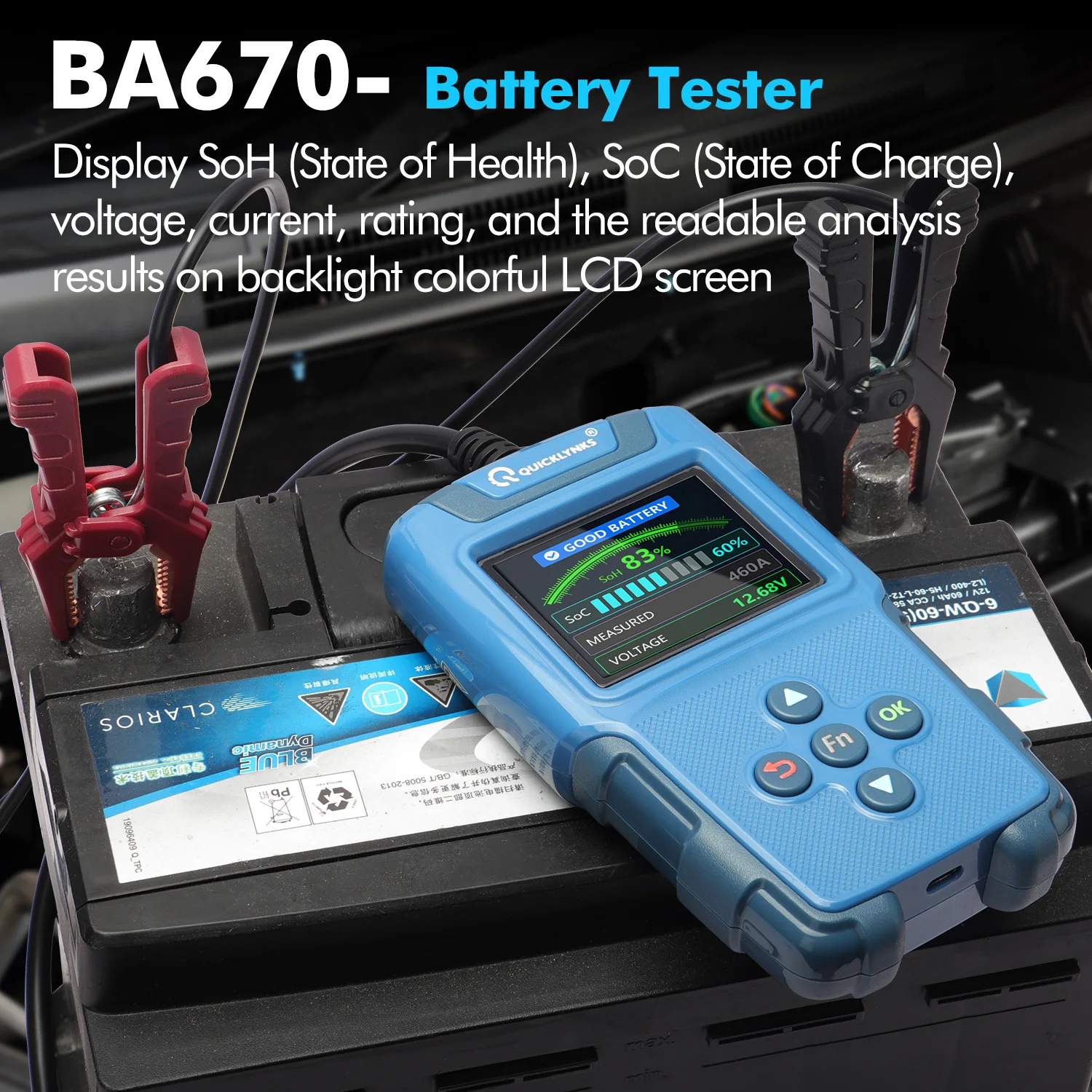 OBD2 Scanner Automotive Engine Analysis and Battery Analysis the BA670 Is Suitable for All OBD2 Models