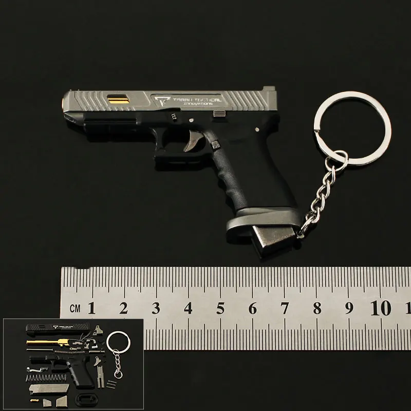 Silver 75mm Shell Ejecting Toy Gun Keychain TTi G34 7Cm Metal Gun Shape Keychain Assembly Eject Bullets