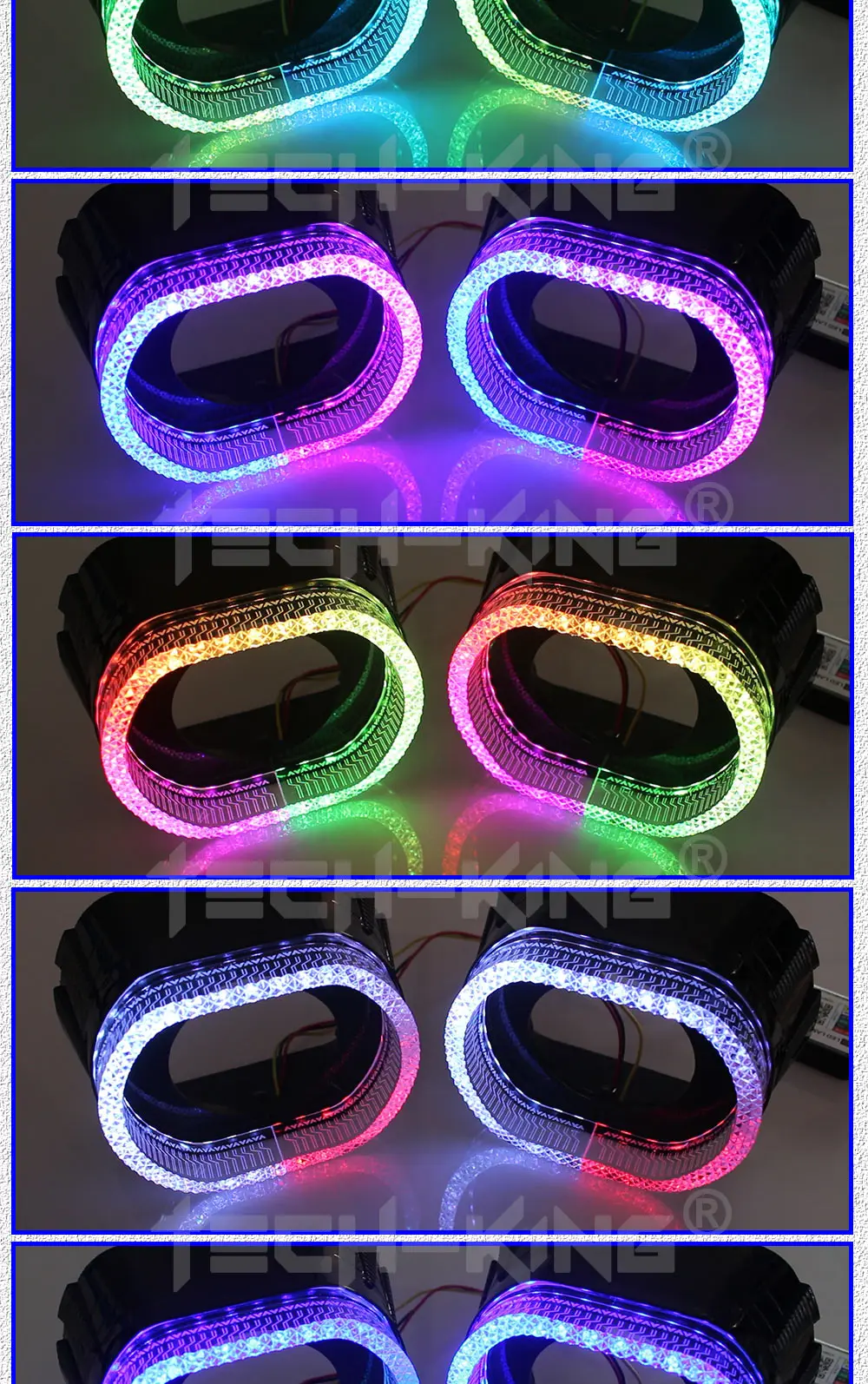 Car Headlight upgrade retrofit accessories 3 "Angel eyes with decorative cover for projector lens APP RGBW daylight with shroud