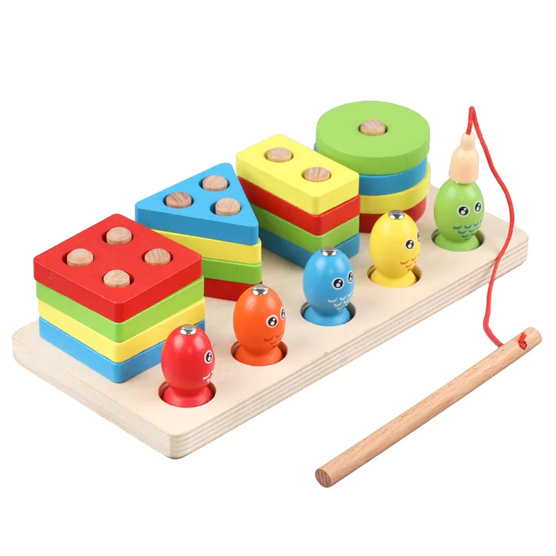 Juguetes para Bebés de 6 a 12 Meses, Juguetes Montessori 5 en 1 para Niños de 1 Año, Incluye Juguete de Cuerda de Viaje y Sonajero Mordedor y Bloque Apilable para