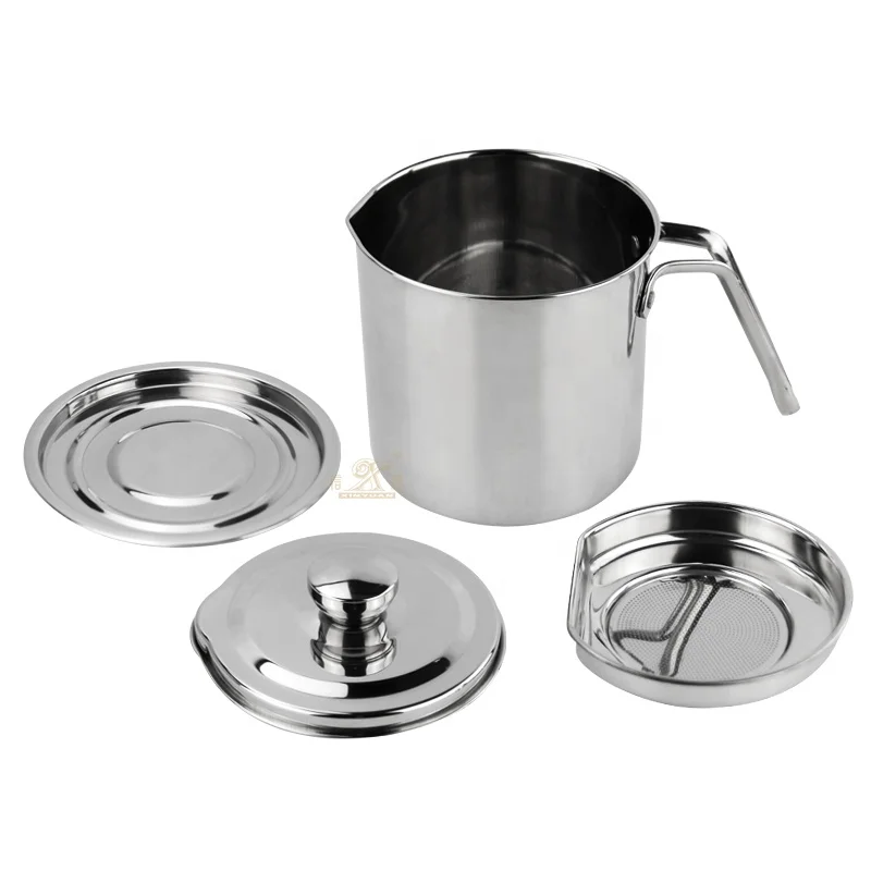 Hot Selling China New Design Oil Strainer Pot Filter Stainless Steel Storage Kitchen Pots Strainer Cooking Oil Filter Pot