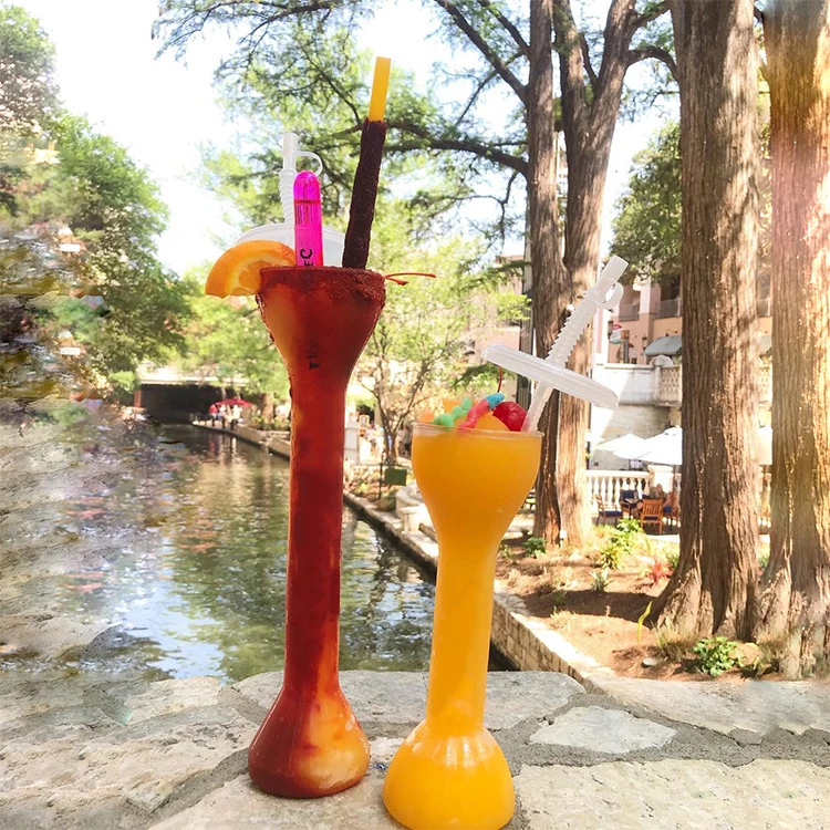 Custom 700ml Long Neck Slushy Yard Cup Vaso Yarda Plastico Party