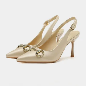 2026 Summer Female High-Heeled Sandals French Temperament Baotou with Pointed Stiletto Heels Toe Box Style