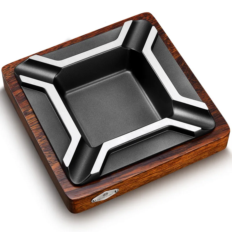 Фабричная Портативная Черная глазурованная прямоугольная Золотая фольга с ободом оптовая продажа небольшой керамической сигаретной пепельницы индивидуальным логотипом