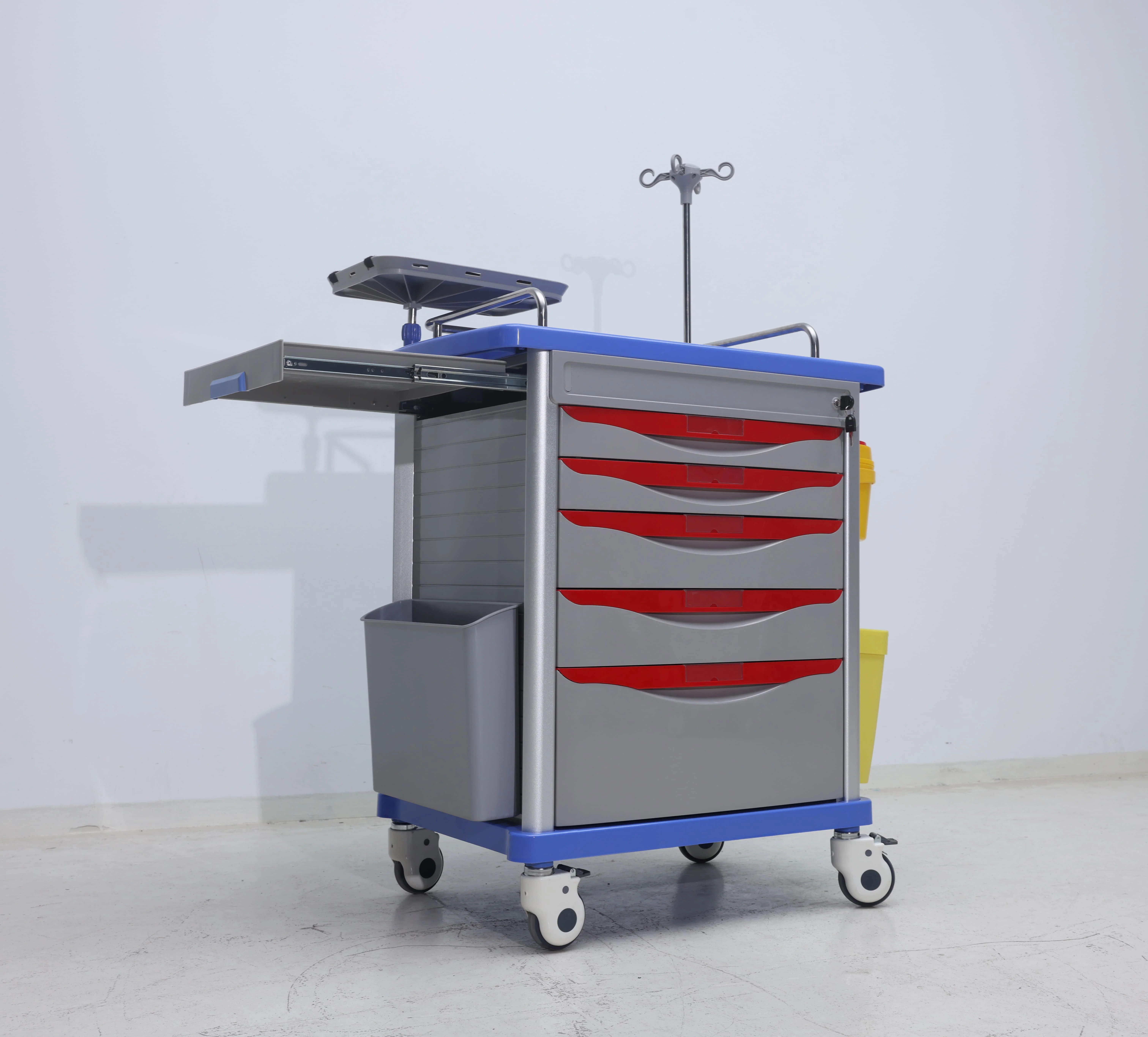 Military-Grade ABS Medical Trolley Cart Hospital Use 4-Wheel Mobile Trauma Station Interchangeable Equipment Mount Vital Sign 3