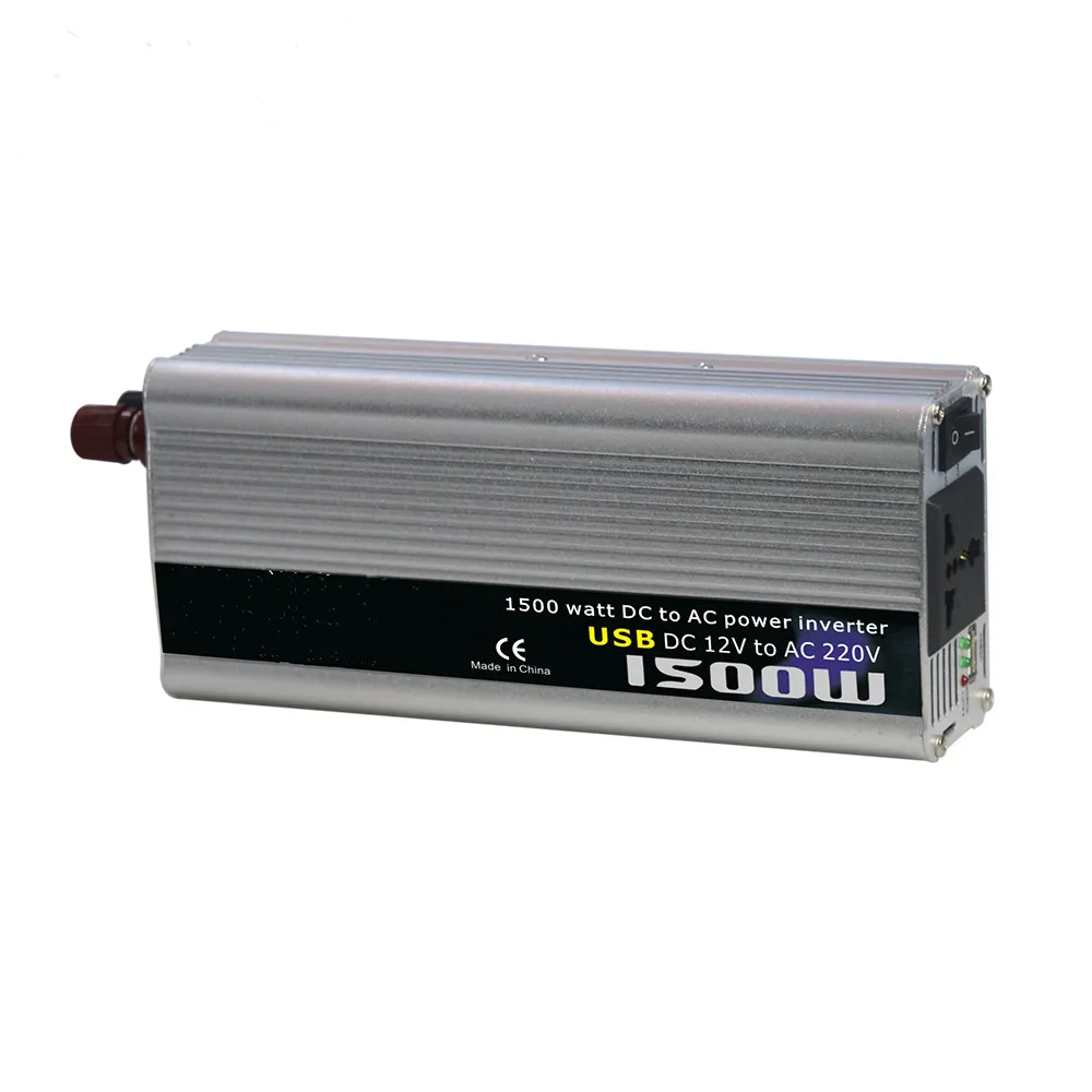 Aluminum Shell Modified Sine Wave 1500 Watt Power Inverter Dc 12V to Ac 220V for Car