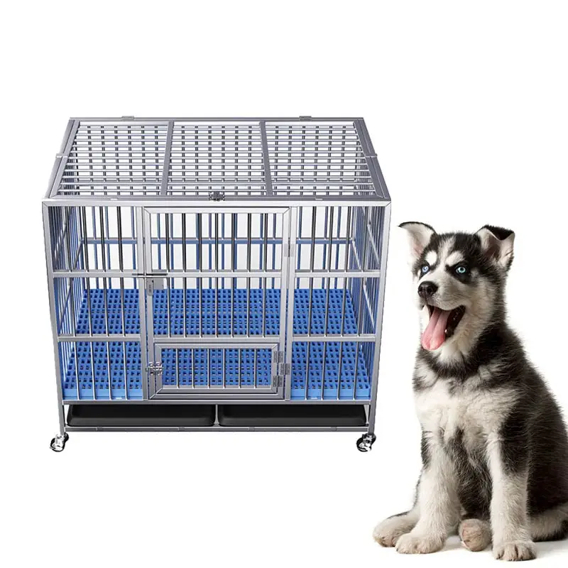 collapsible metal pet crate with removable tray