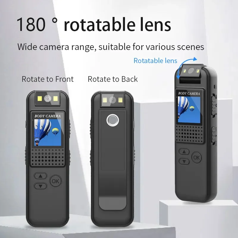 Cs08 1080p Body Camera Audio Video Recording 180 Degrees Rotation Lens ...