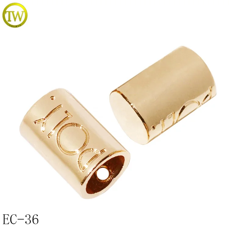Fashion Designer Swimwear Drawstring Cord Ends Custom Engraving Name Gold String Stoppers for Bikini