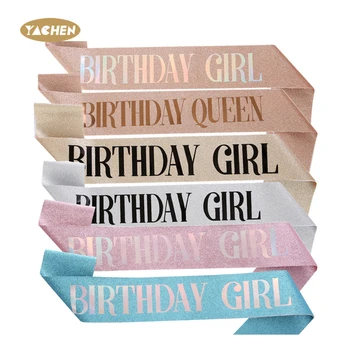 YACHEN New Arrival Birthday Girl Glitter Sash Happy Birthday Sash for Women Party Favors Supplies and Decorations