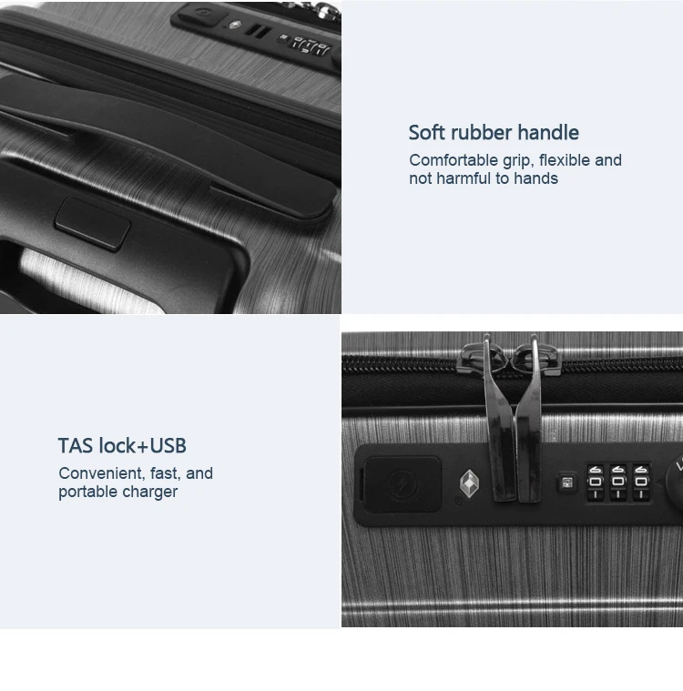 Special Design ABC PC 4 Wheels PU leather Luggage Suitcases Sets For School Long-distance Travel