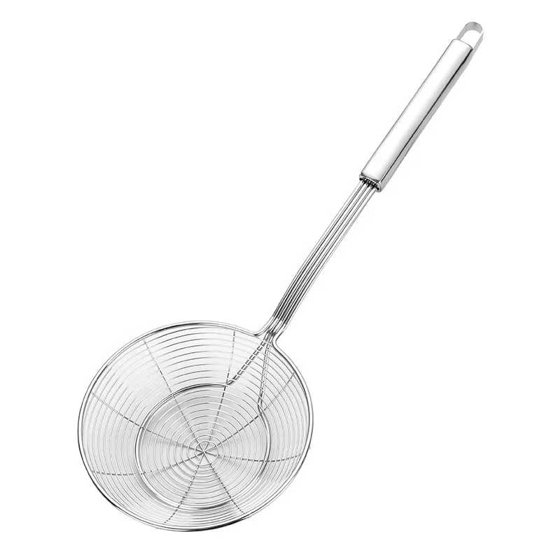 Stainless Steel Solid Spider Strainer Skimmer Ladle With Kitchen Handle Tool 