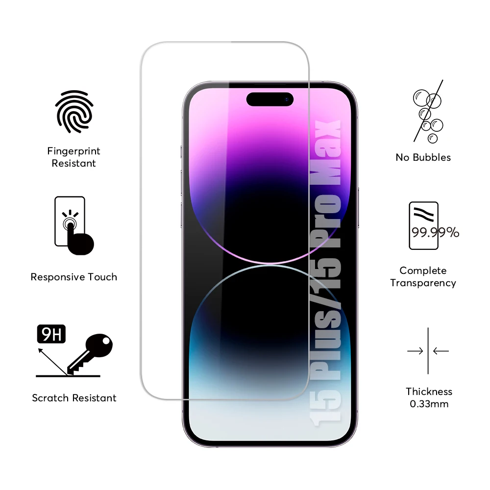 Mobile 3m protector tempered glass for iphone 14  pro max screen protector with EASY APP kit  ,for iphone screen protector