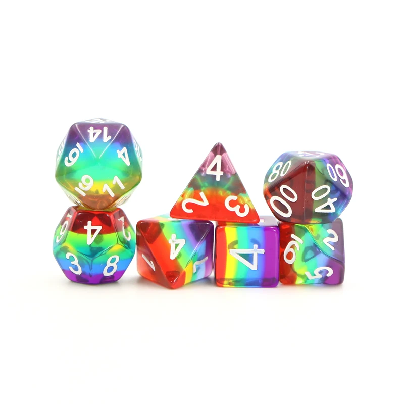 Conxunto personalizado de luxo de 16 mm de dados resina poliédrica para D&D e RPG, embalaxe con bordos suaves